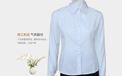 北京純白關門領棉質女士長袖襯衫